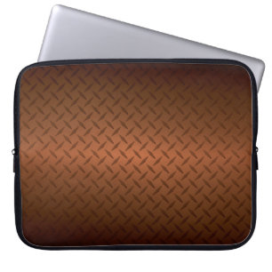 Diamondplate Look Pattern Black to Copper Fade Laptop Sleeve