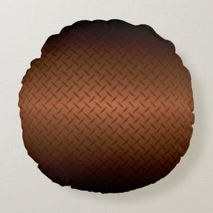 Diamondplate Look Pattern Black to Copper Fade Round Pillow