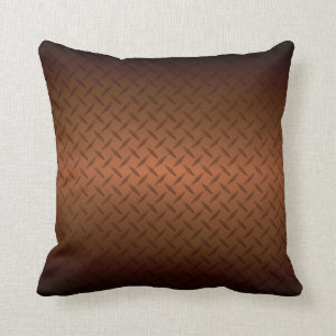 Diamondplate Look Pattern Black to Copper Fade Throw Pillow