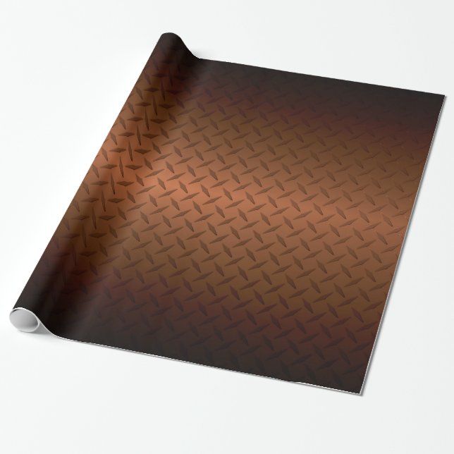 Diamondplate Look Pattern  Black to Copper Fade Wrapping Paper (Unrolled)