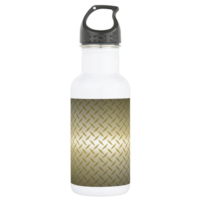 Diamondplate Pattern with Black to Gold Fade 532 Ml Water Bottle (Front)