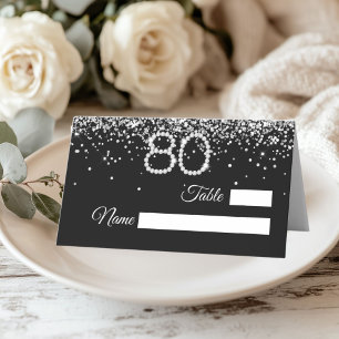 Diamonds 80th Birthday Party Place Card