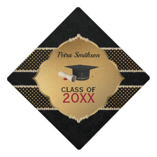 Diamonds And Damask Graduation Cap Topper
