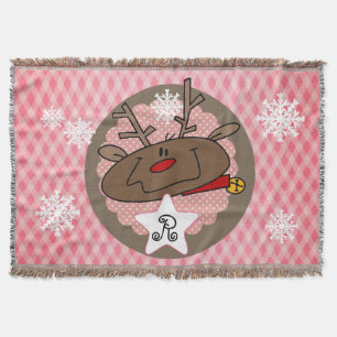 Diamonds and Dots Reindeer Holiday Throw Blanket