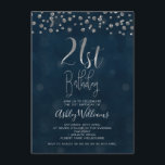Diamonds and Faux Silver 21st Birthday Invitation<br><div class="desc">Looking for a simple but elegant 21st birthday invitation?  This modern design features diamond like confetti at the top of the invitation and a faux silver foil calligraphy heading.  The background is a deep blue green textured image.  For more 21st birthday invitation in various styles please visit the store.</div>