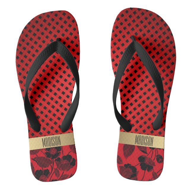 Diamonds and Flowers Flip Flops (Footbed)