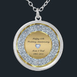 Diamonds And Gold 50th Wedding Anniversary Silver Plated Necklace<br><div class="desc">Elegant encrusted diamonds and (image not real or fake) gold 50th wedding anniversary.</div>
