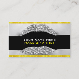 Diamonds And Gold Bling Make-Up Artist Biz Card