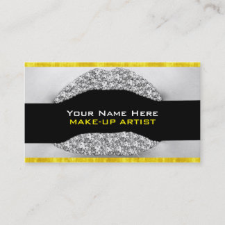 Diamonds And Gold Bling Make-Up Artist Biz Card
