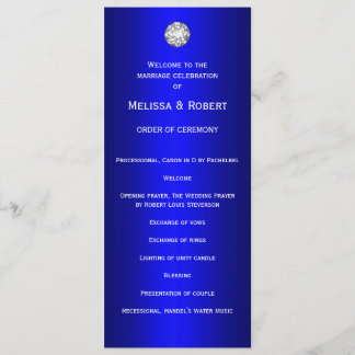 Diamonds and Pearls Blue Wedding Program