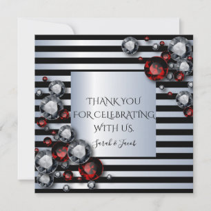 Diamonds and Rubies on Black and Silver Stripes