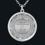 Diamonds And Silver 10th Wedding Anniversary Silver Plated Necklace<br><div class="desc">Encrusted diamonds and silver( image not real or fake diamonds) 10th wedding anniversary customizable necklaces.</div>