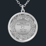 Diamonds And Silver 25th Wedding Anniversary Silver Plated Necklace<br><div class="desc">Encrusted diamonds and silver( image not real or fake diamonds) 25th wedding anniversary customizable necklace.</div>