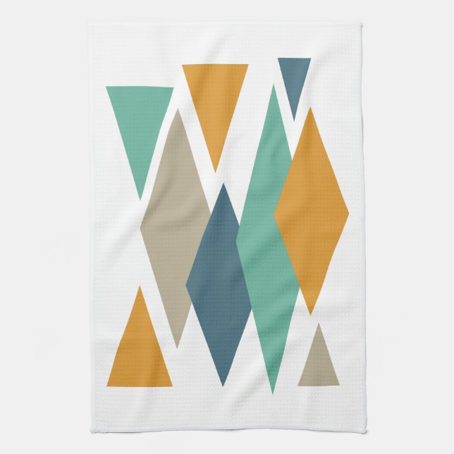 Diamonds and Triangles Mid Century Modern Kitchen Towel (Vertical)