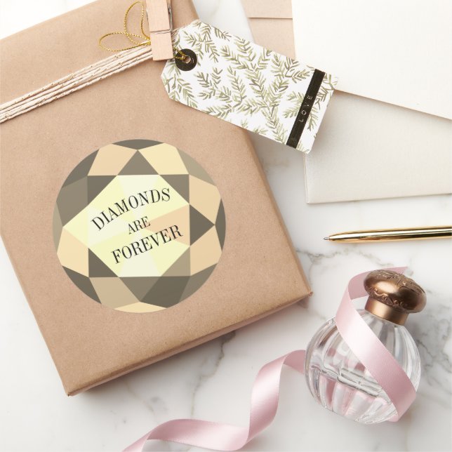 Diamonds are forever elegant round jewellery stick classic round sticker (Gifting)