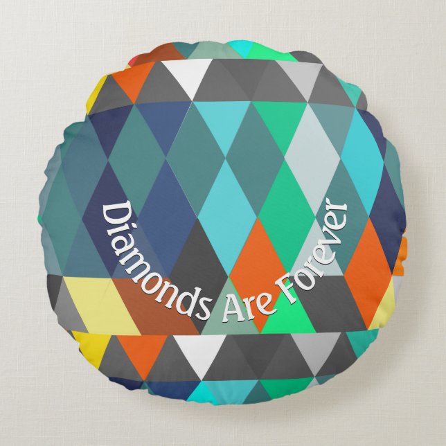 Diamonds Are Forever Modern Geometric Pattern Round Pillow (Front)