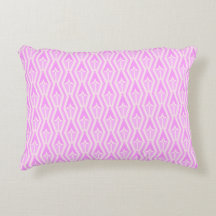 Diamonds & Arrows Pink and White Accent Pillow 