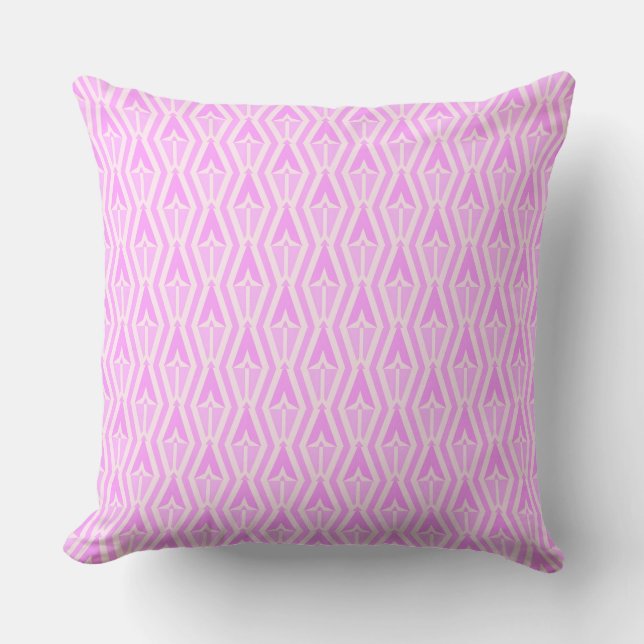 Diamonds & Arrows Pink and White Throw Pillow  (Front)