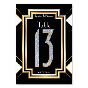 Diamonds Art Deco Wedding Table Number Thirteen