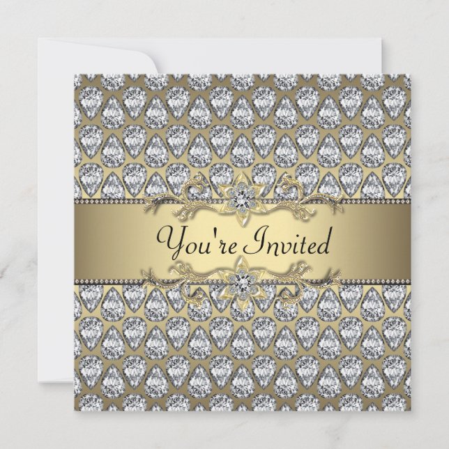 Diamonds Black & Gold All Occasion Party Invitatio Invitation (Front)