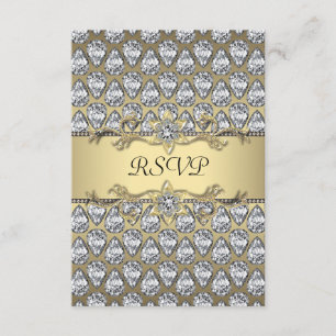 Diamonds Black & Gold All Occasion Party RSVP Card
