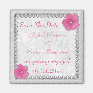 Diamonds Bling Image Floral Damask Engagement Magnet