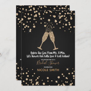Diamonds Champagne Toast Modern Bridal Shower Invitation