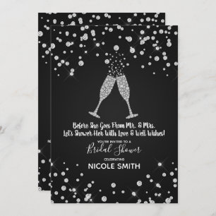 Diamonds Champagne Toast Modern Bridal Shower Invitation
