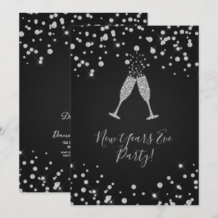 Diamonds Champagne Toast Modern New Years Eve Invitation