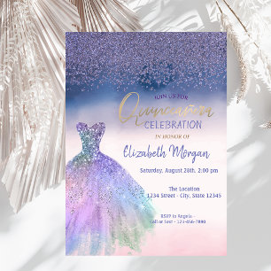 Diamonds,Chic Dress Ombre Quinceañera Party Invitation