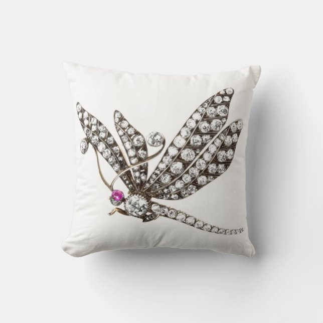 Diamonds Dragonfly SOFA BLING Jewellery Throw Pillow (Front)