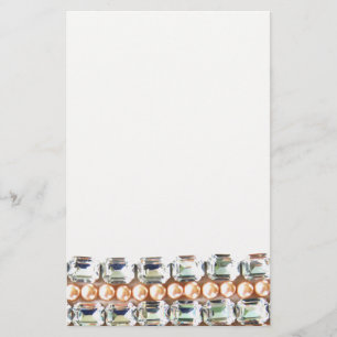 Diamonds, elegant vintage gemstones stationery