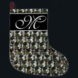 Diamonds, elegant vintage purple gemstones  large christmas stocking<br><div class="desc">Old Hollywood glitz and glamour -elegant purple pink diamonds, gemstone pattern. A great gift idea for the Christmas holiday, birthdays or just because she wonderful! - Give this modern, fabulous, trendy, modern, fun, glittering glamourous luggage tag to your favourite person! The text can be changed using the customize/ personalize tab....</div>