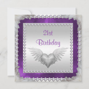 Diamonds & Feathers 21st Birthday Invitation