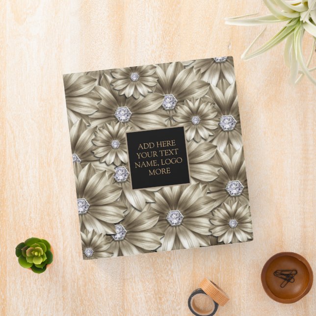 Diamonds Flowers Binder with Custom Text (In Situ)
