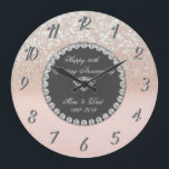 Diamonds Glitter Bokeh 25th Wedding Anniversary Large Clock<br><div class="desc">Elegant silver diamonds wedding anniversary clock.</div>