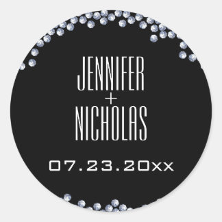 Diamonds Glitter Modern Wedding Classic Round Sticker