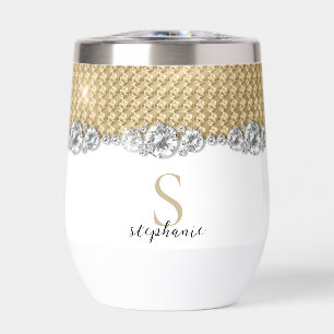 Diamonds Gold Elegant Shiny Monogram Custom
