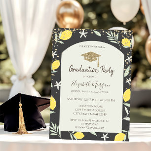 Diamonds Gold Graduation Cap Lemons Graduation Invitation