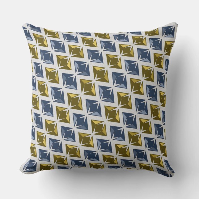 DIAMONDS golden blue Throw Pillow (Front)