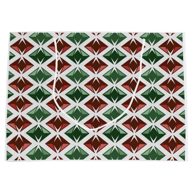 Diamonds Graphical Pattern Green red Large Gift Bag (Front)