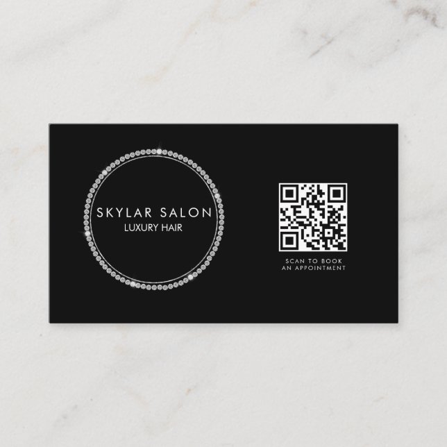 Diamonds Hair Salon Hair Extensions QR code  Business Card (Front)