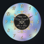 Diamonds Holographic 50th Wedding Anniversary Large Clock<br><div class="desc">Elegant gold diamonds wedding anniversary clock.</div>