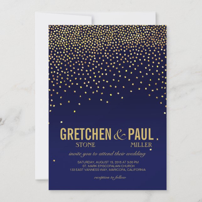 Diamonds in the Sky Wedding | navy Invitation (Front)
