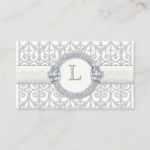 Diamonds & Lace, Monogram Wedding Table Seating Place Card