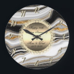 Diamonds Marble 50 Wedding Anniversary  Large Clock<br><div class="desc">Elegant gold diamonds on marble wedding anniversary clock.</div>