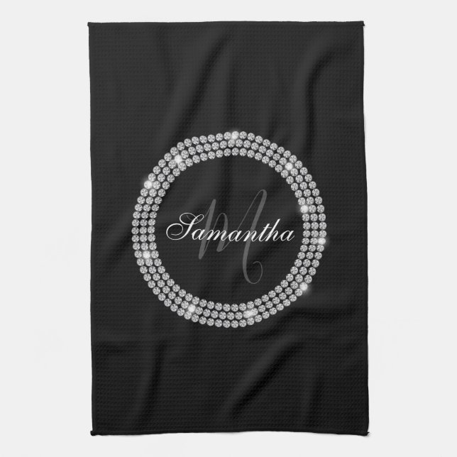 Diamonds Monogram Kitchen Towel (Vertical)