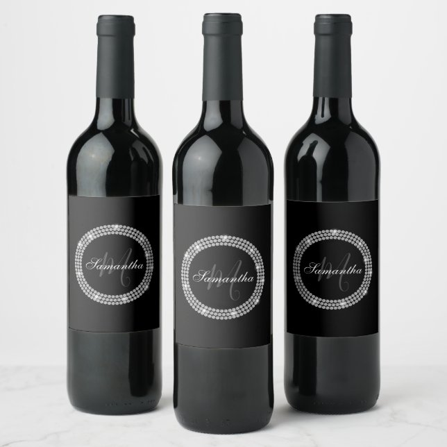 Diamonds Monogram Wine Label (Bottles)