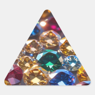 Diamonds Of Many Colors Triangle Sticker