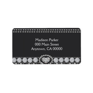 Diamonds on Black and White Background Label